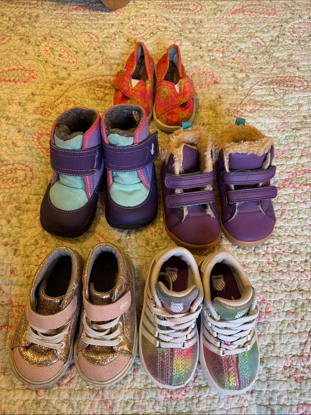 Kids Purple and Multicolor Toddler Shoes size 5 - See Kai Run, K Swiss, Toms +